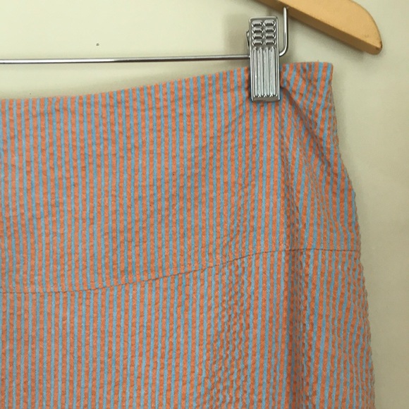 Blue & Orange Pinstripe Pencil Skirt - Picture 3 of 8